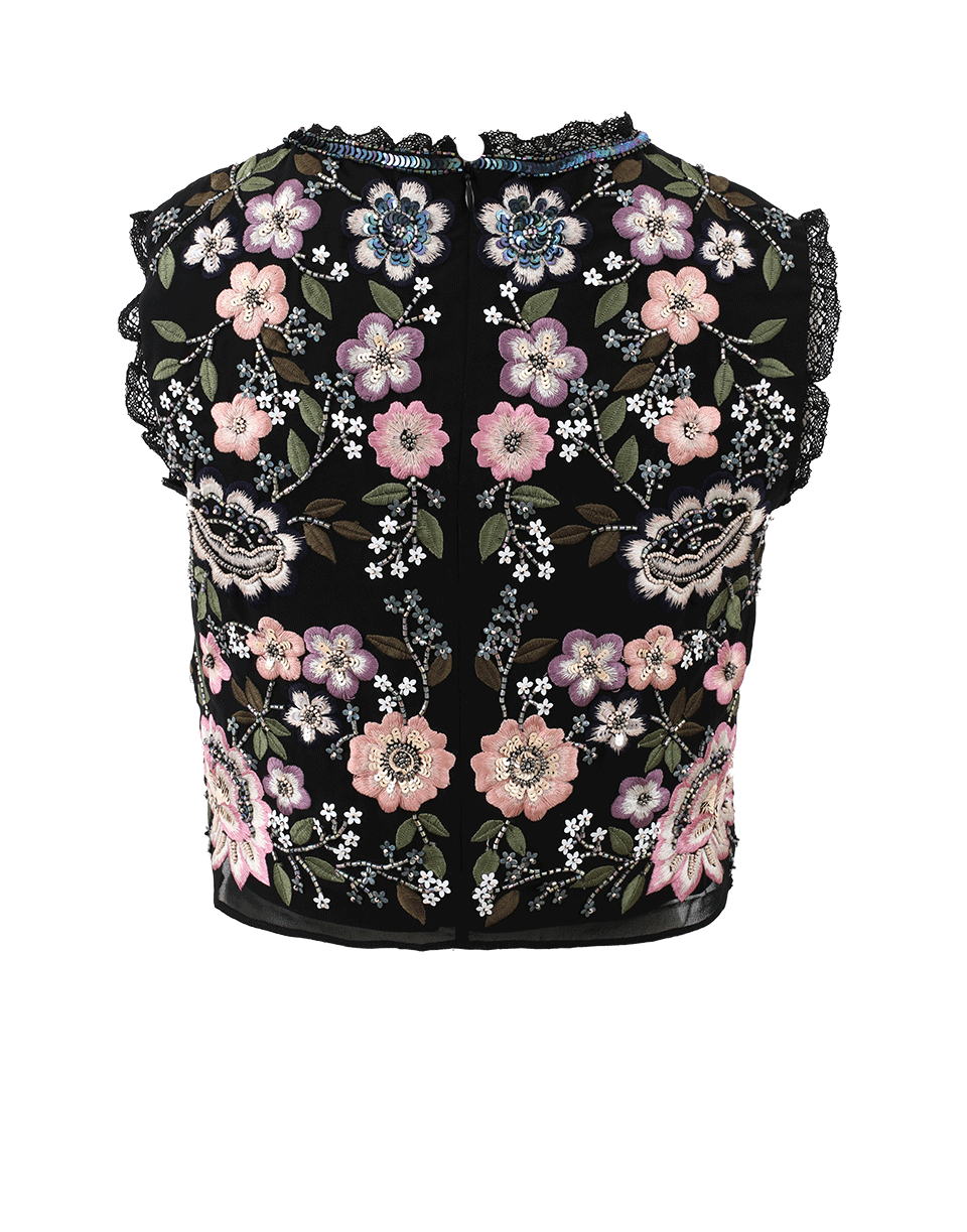 NEEDLE & THREAD-Embroidered Lace Top-BLACK