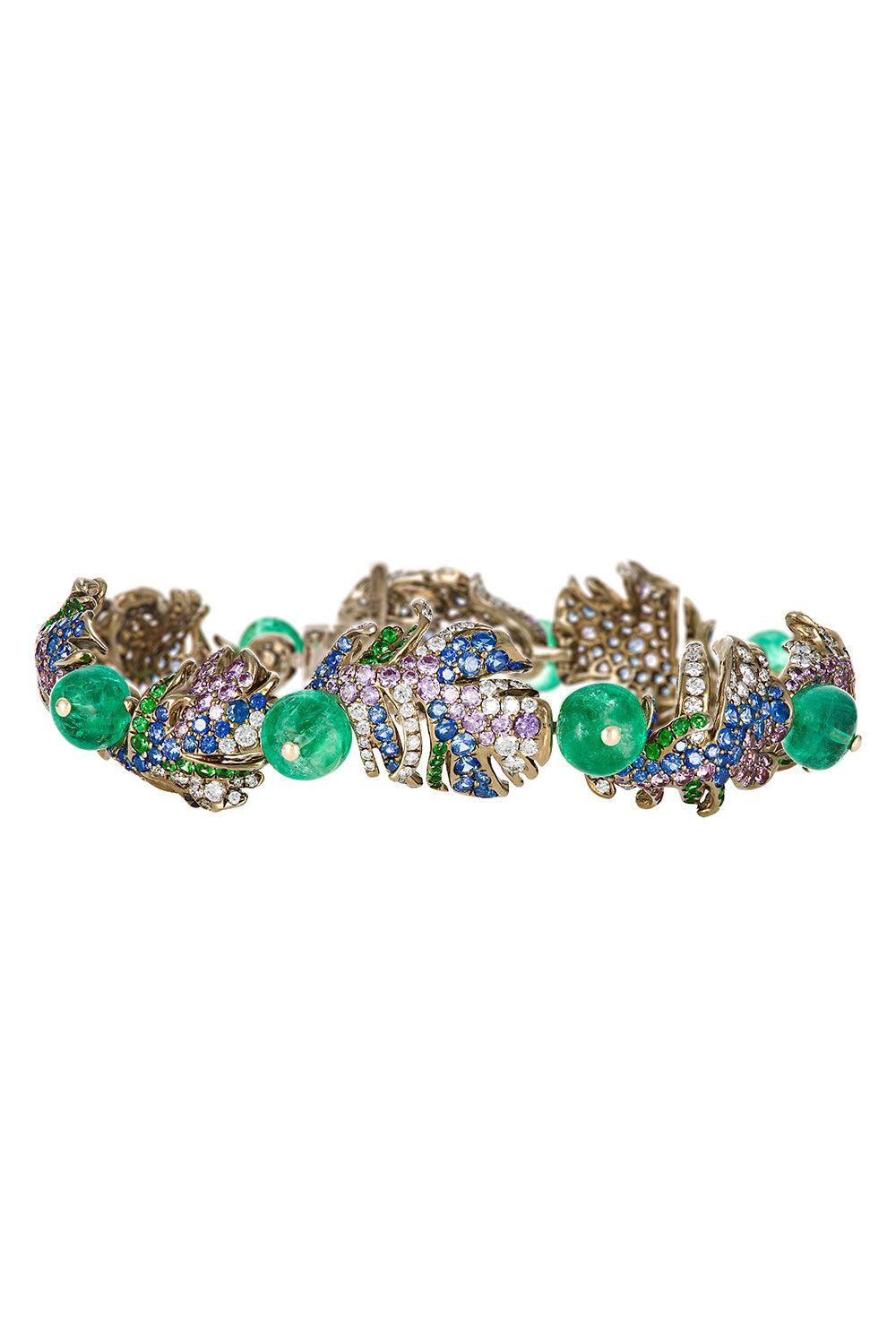Multi Sapphire Diamond La Pluma Loriini Bracelet-TITANIUM-7.5-JEWELRYFINE JEWELBRACELET O-NEHA DANI