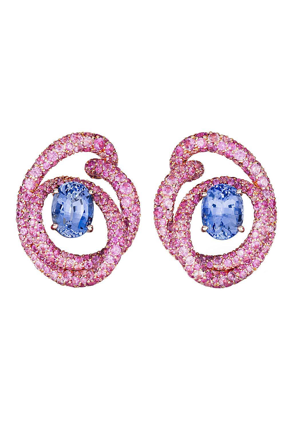 Violet Pink Sapphire Kephi Irita Earrings-ROSE GOLD-JEWELRYFINE JEWELEARRING-NEHA DANI