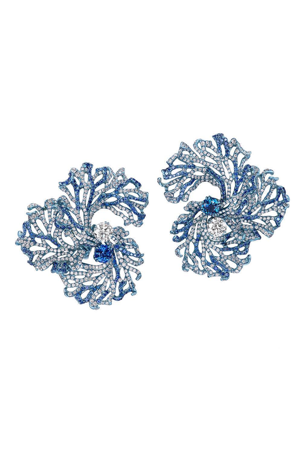 Blue Sapphire Diamond Blue Ophelia Earrings-TITANIUM-JEWELRYFINE JEWELEARRING-NEHA DANI