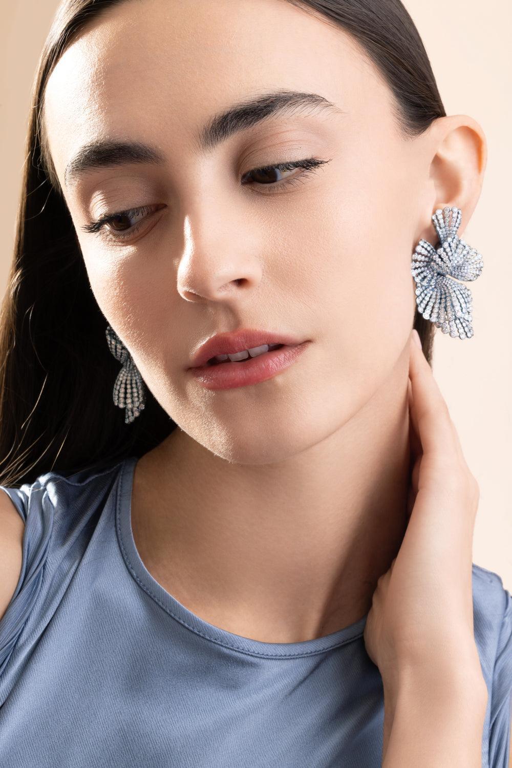 Diamond Blue Nuvoli Earrings-TITANIUM-JEWELRYFINE JEWELEARRING-NEHA DANI
