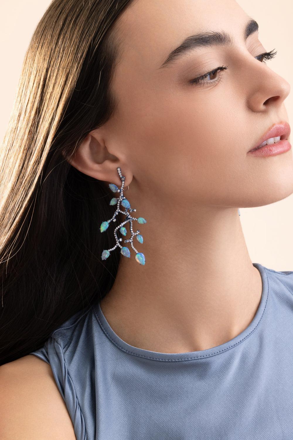 Opal Blue Nora Earrings-TITANIUM-JEWELRYFINE JEWELEARRING-NEHA DANI