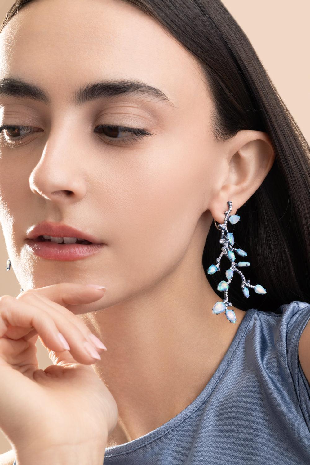 Opal Blue Nora Earrings-TITANIUM-JEWELRYFINE JEWELEARRING-NEHA DANI