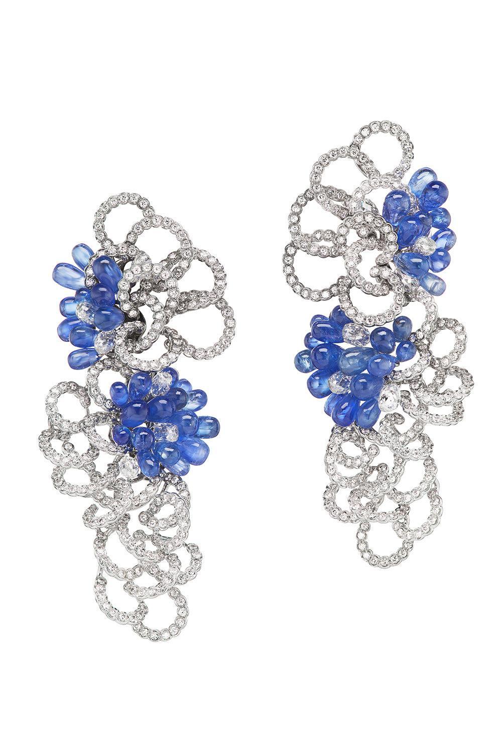 Blue Sapphire Diamond Talia Earrings-WHITE GOLD-JEWELRYFINE JEWELEARRING-NEHA DANI