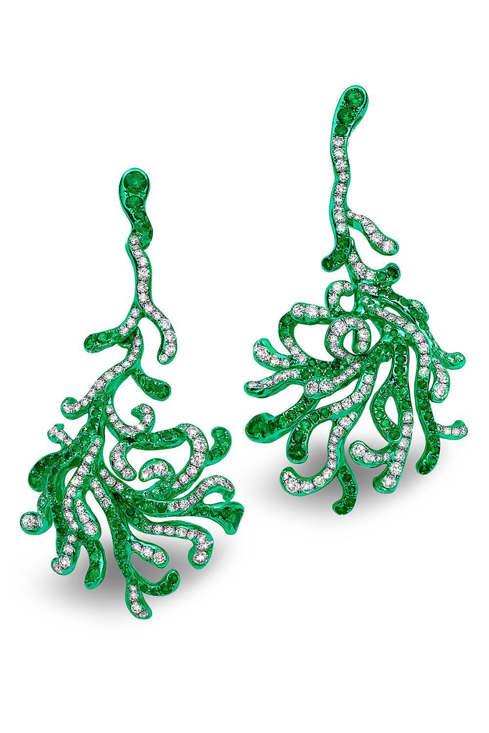 Diamond Tsavorite Cadence Nadia Earrings-WHITE GOLD-JEWELRYFINE JEWELEARRING-NEHA DANI