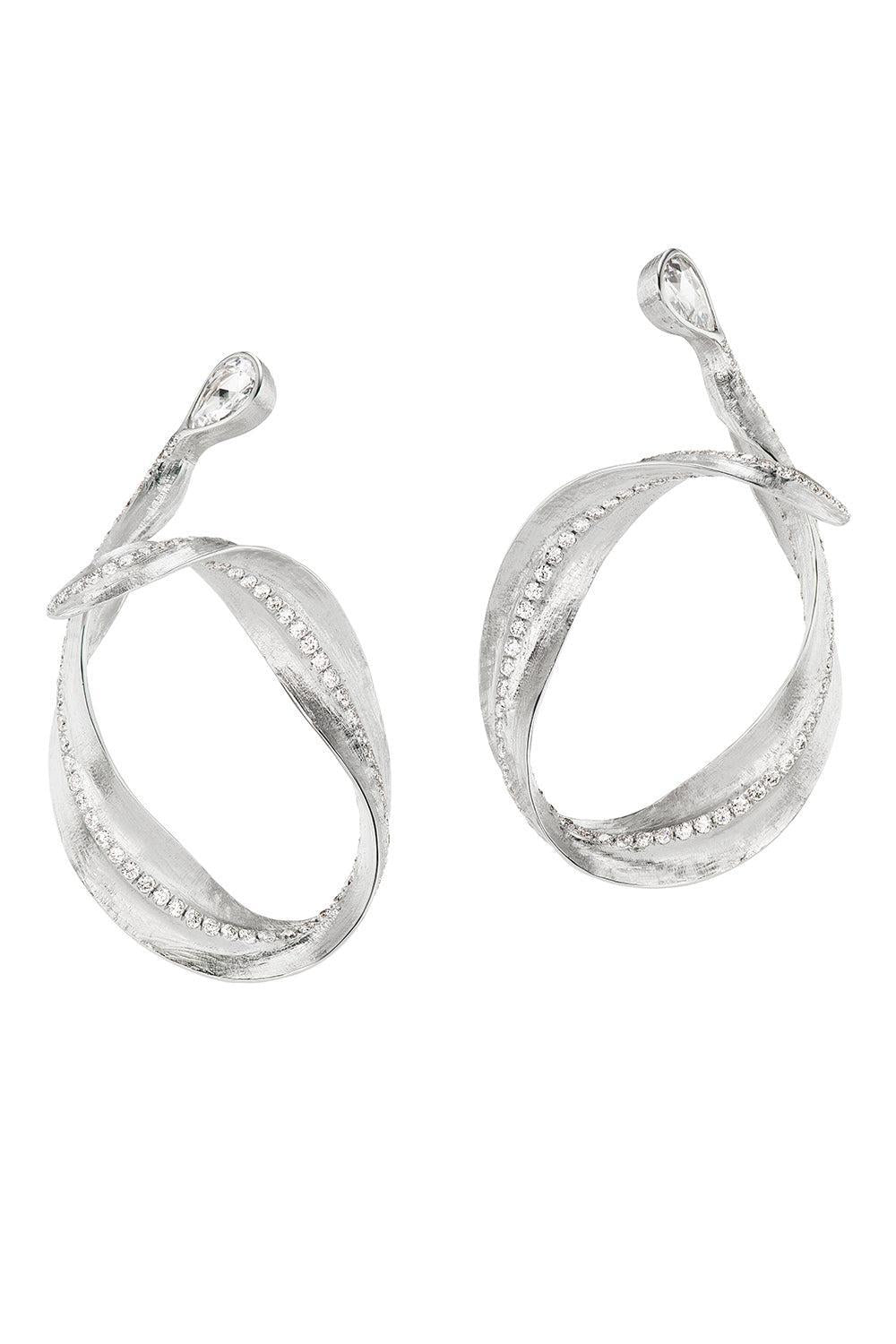 Mixed Diamond Feuille Callista Hoop Earrings-WHITE GOLD-JEWELRYFINE JEWELEARRING-NEHA DANI