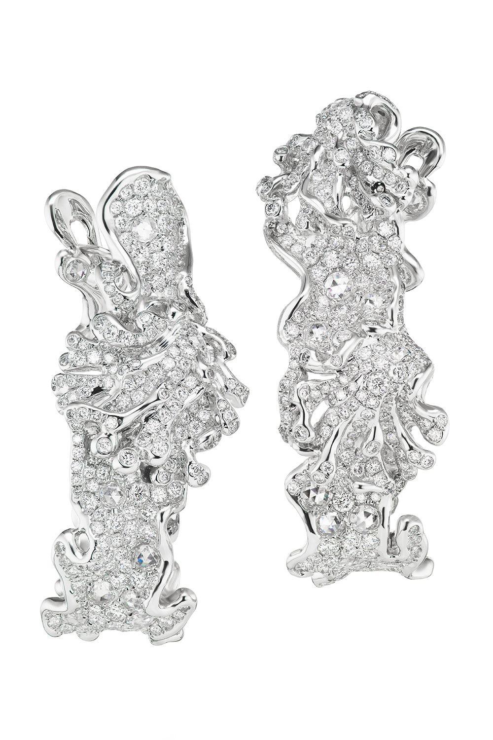 Multi Diamond Tidal Sea Foam Hoop Earrings-WHITE GOLD-JEWELRYFINE JEWELEARRING-NEHA DANI