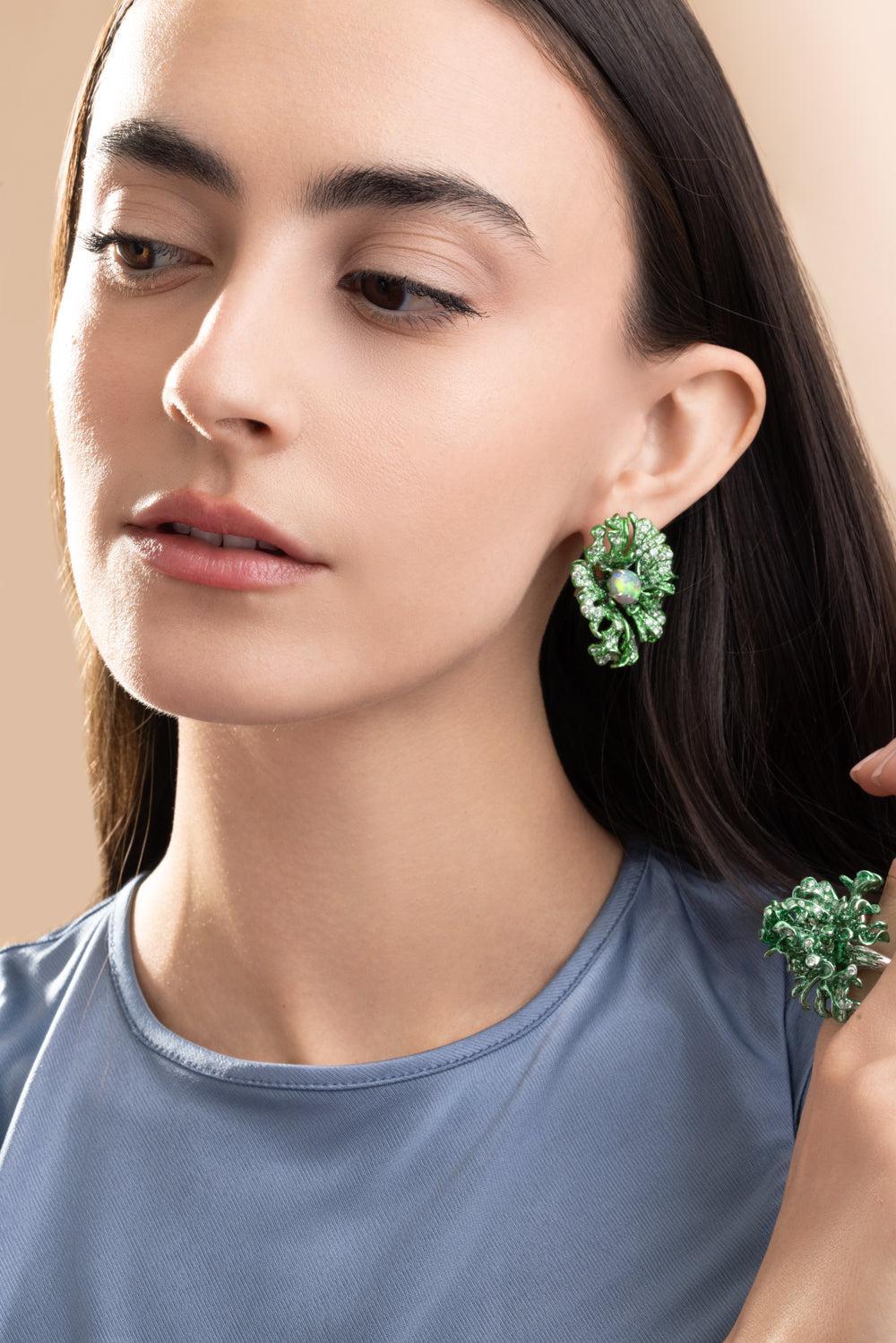 Opal Tsavorite Green Jolene Earrings-WHITE GOLD-JEWELRYFINE JEWELEARRING-NEHA DANI