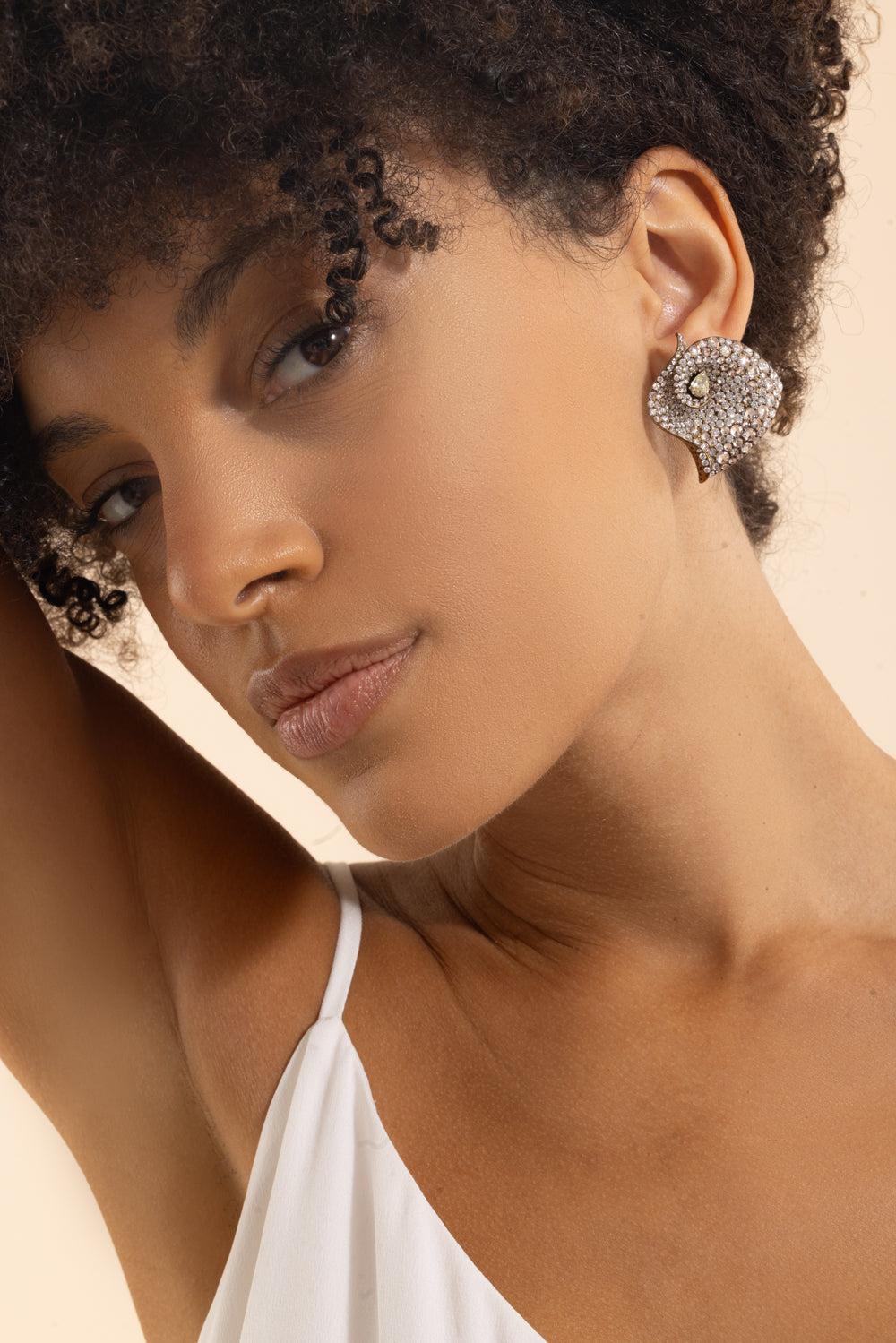 Diamond Arisha Top Earrings-YELLOW GOLD-JEWELRYFINE JEWELEARRING-NEHA DANI