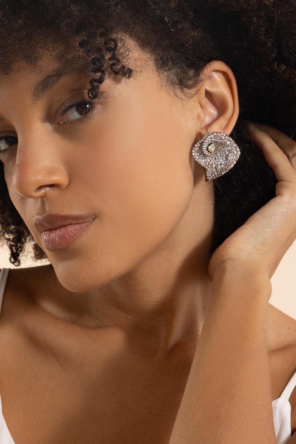 Diamond Arisha Top Earrings-YELLOW GOLD-JEWELRYFINE JEWELEARRING-NEHA DANI