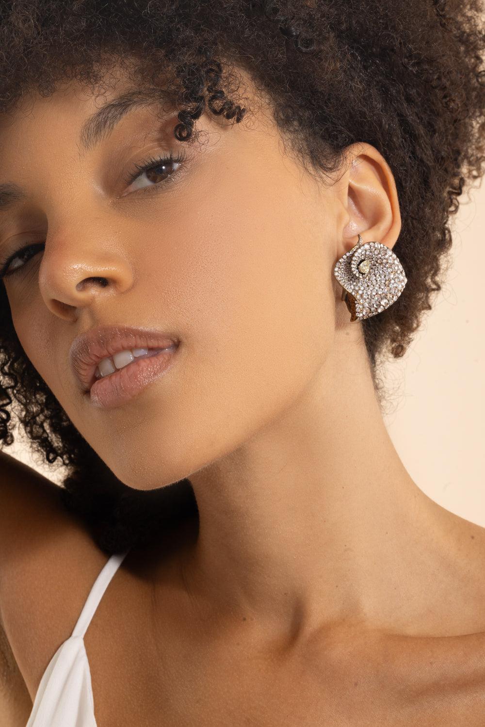 Diamond Arisha Top Earrings-YELLOW GOLD-JEWELRYFINE JEWELEARRING-NEHA DANI