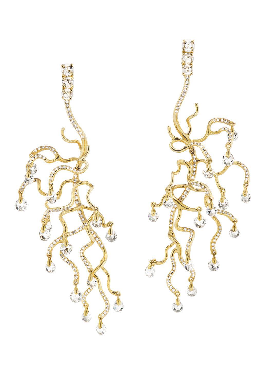 Diamond Cadence Anemone Earrings-YELLOW GOLD-JEWELRYFINE JEWELEARRING-NEHA DANI
