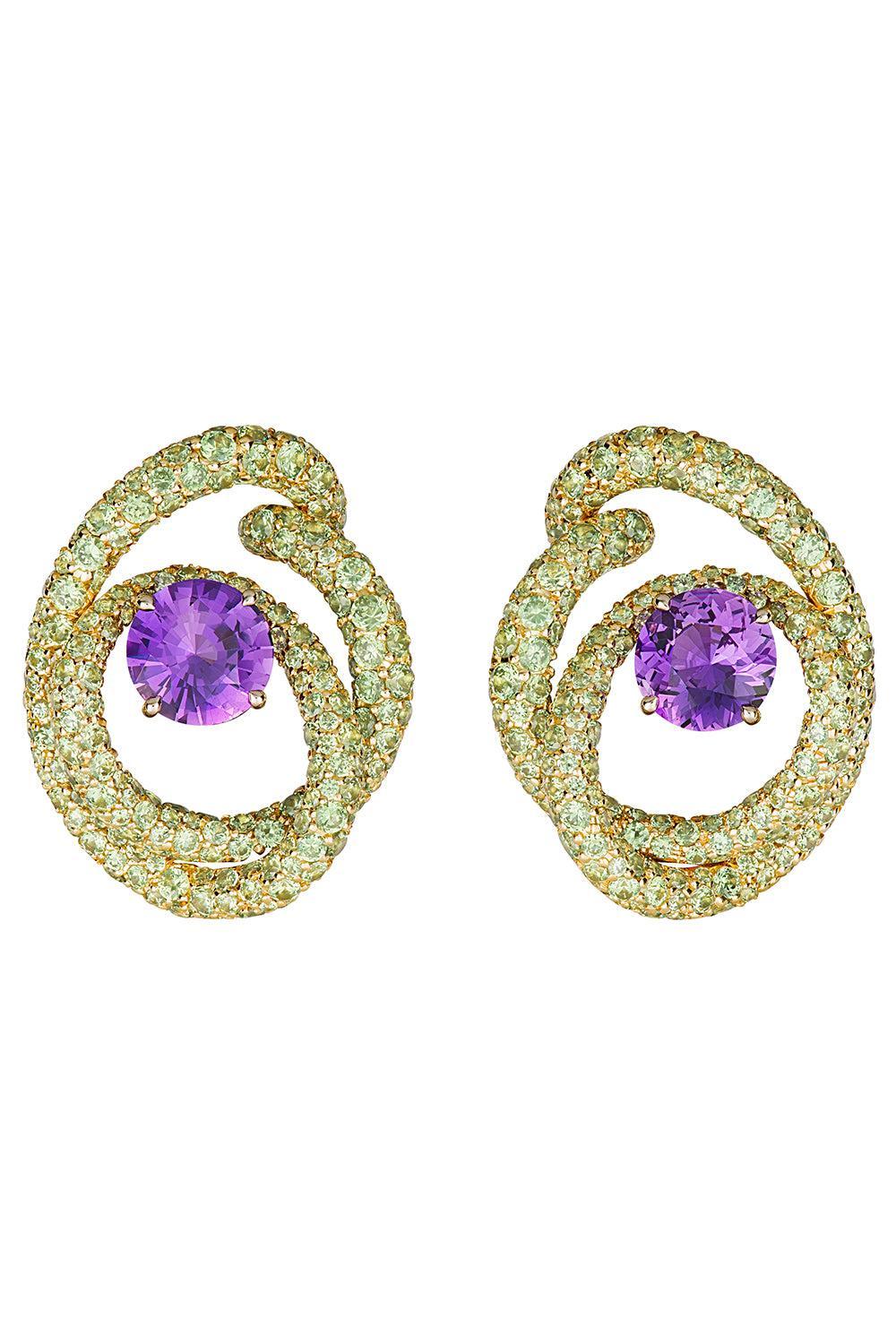 Garnet Sapphire Kalon Earrings-YELLOW GOLD-JEWELRYFINE JEWELEARRING-NEHA DANI