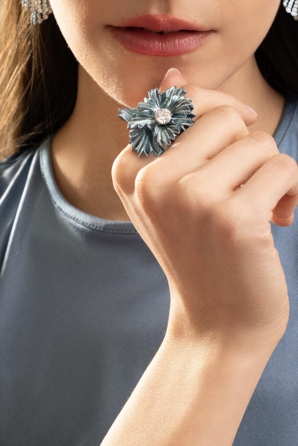 Diamond Grey Amishi Ring-TITANIUM-6.75-JEWELRYFINE JEWELRING-NEHA DANI