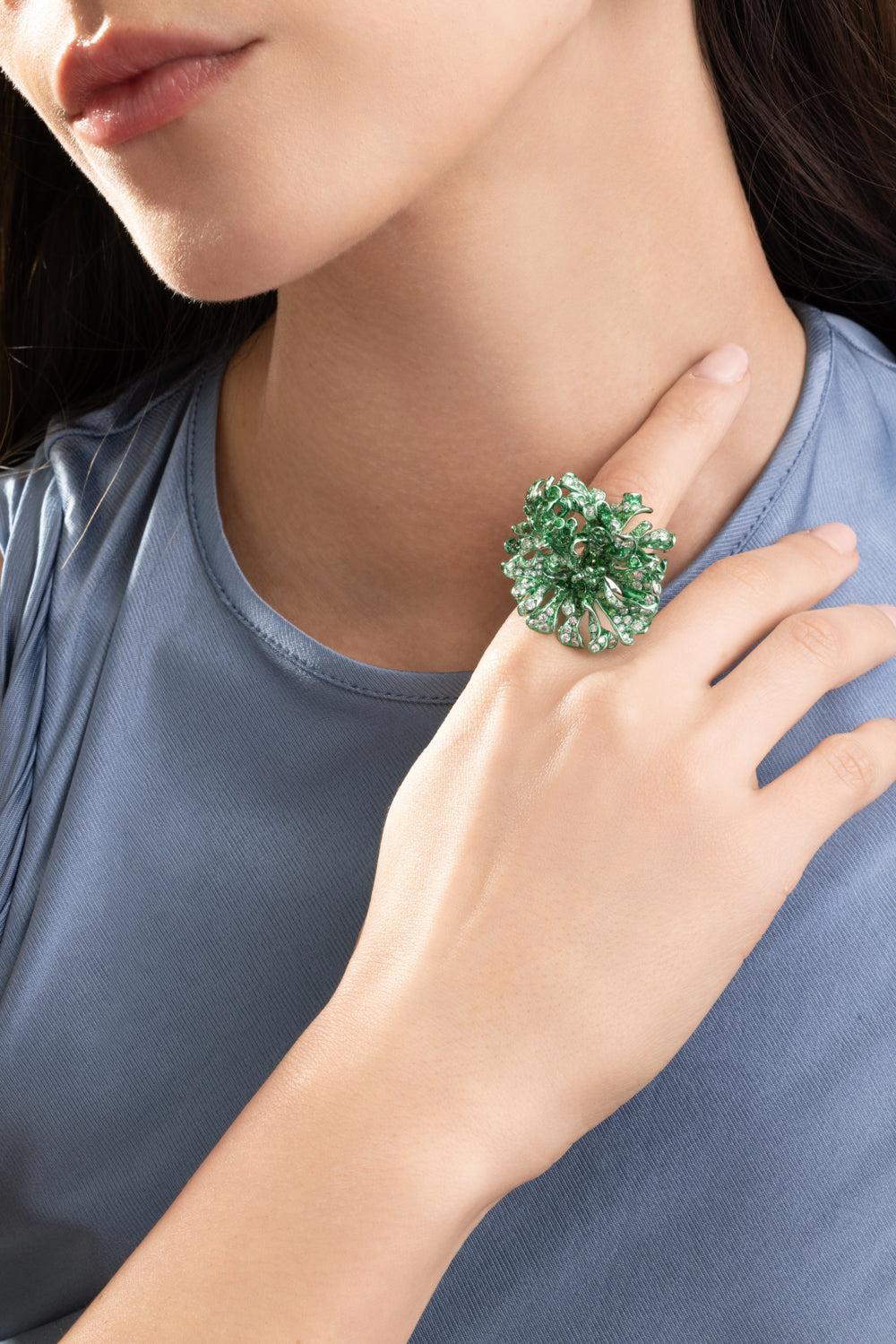 Tsavorite Diamond Green Myra Ring-WHITE GOLD-5.75-JEWELRYFINE JEWELRING-NEHA DANI