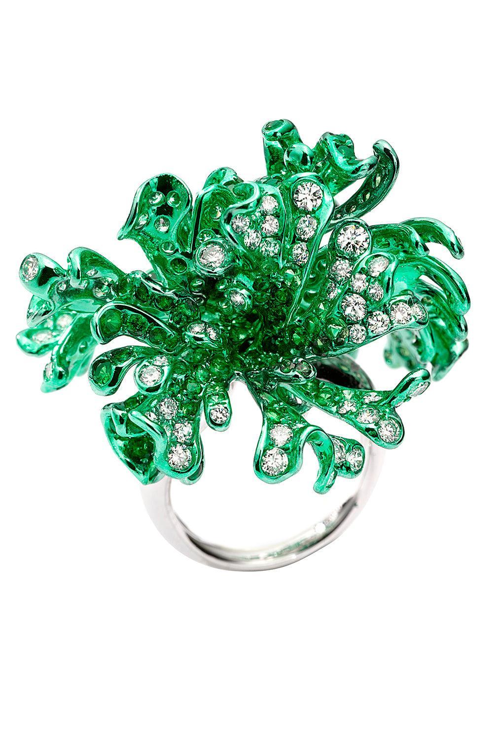 Tsavorite Diamond Green Myra Ring-WHITE GOLD-5.75-JEWELRYFINE JEWELRING-NEHA DANI