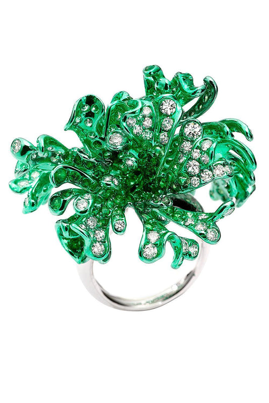 Tsavorite Diamond Green Myra Ring-WHITE GOLD-5.75-JEWELRYFINE JEWELRING-NEHA DANI