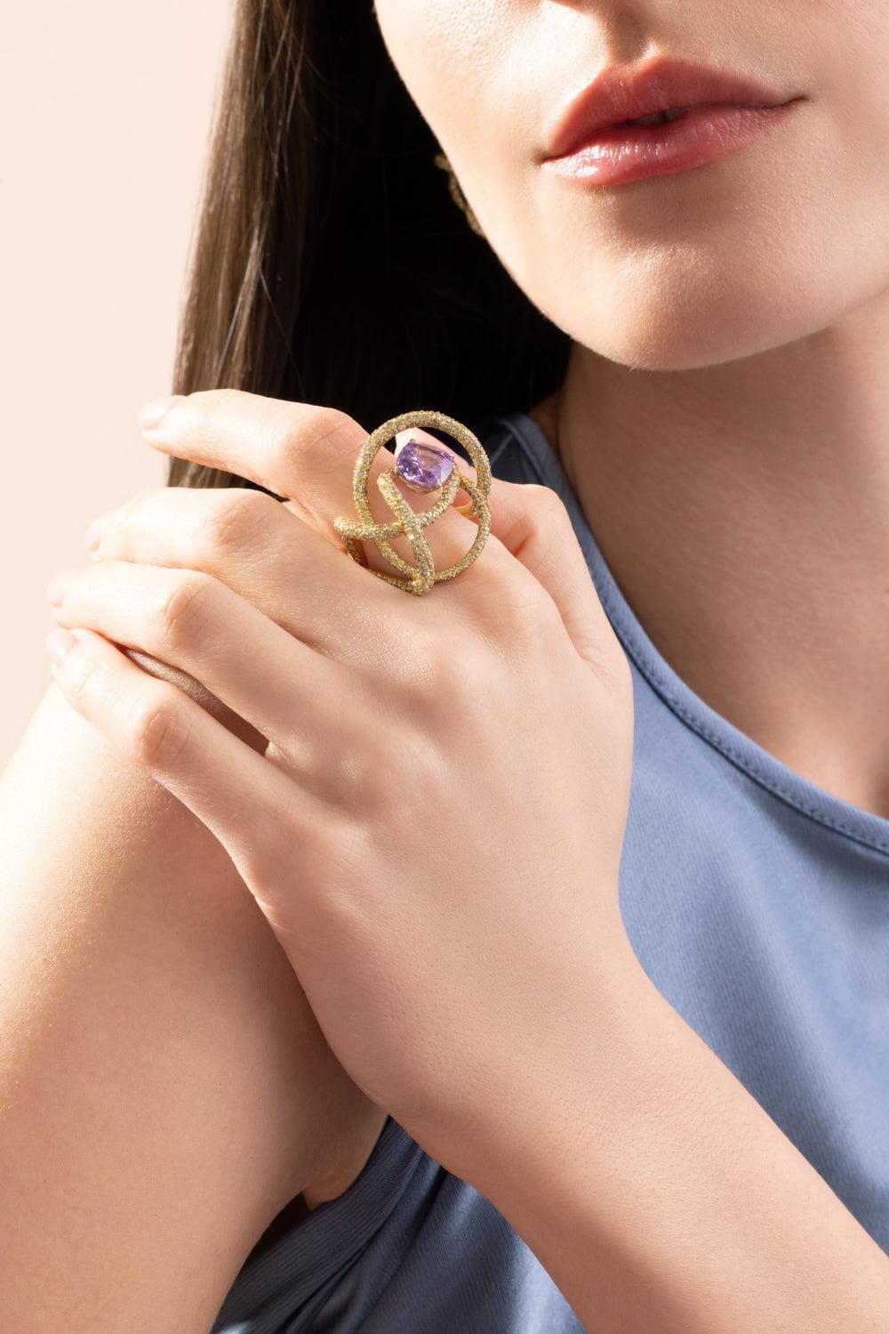 Garnet Sapphire Kephi Ring-YELLOW GOLD-5.25-JEWELRYFINE JEWELRING-NEHA DANI