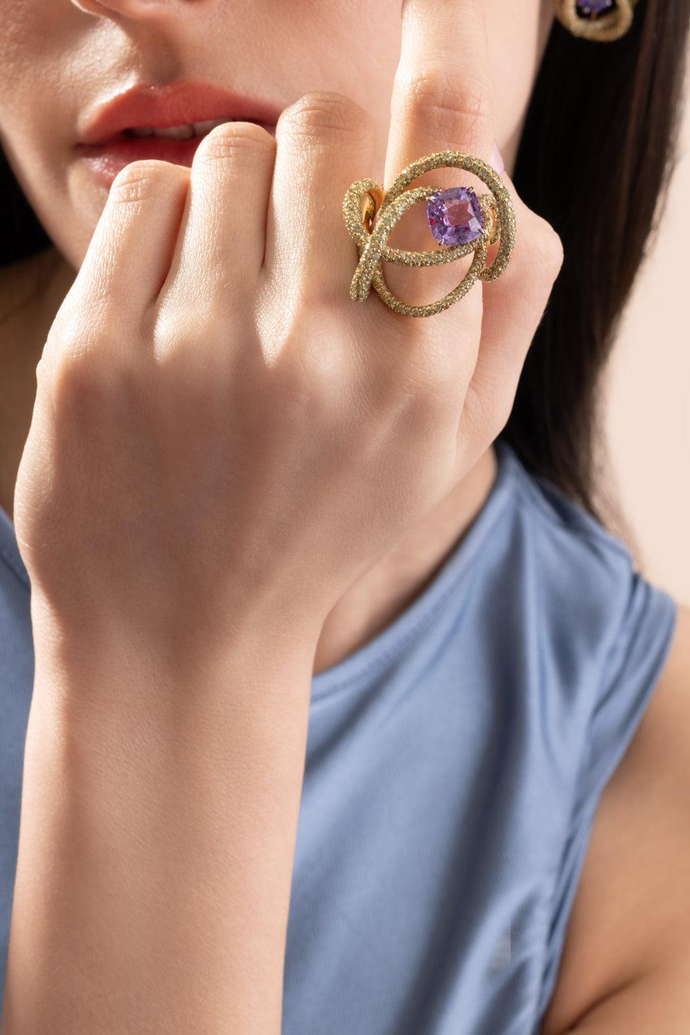 Garnet Sapphire Kephi Ring-YELLOW GOLD-5.25-JEWELRYFINE JEWELRING-NEHA DANI