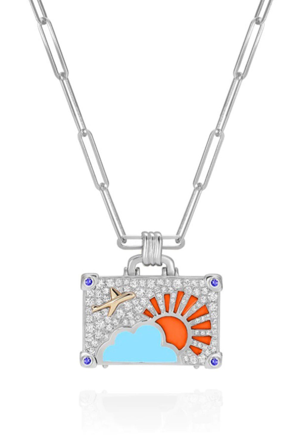 NEVERNOT-Small Diamond Weekend Trip Suitcase Necklace-WHITE GOLD