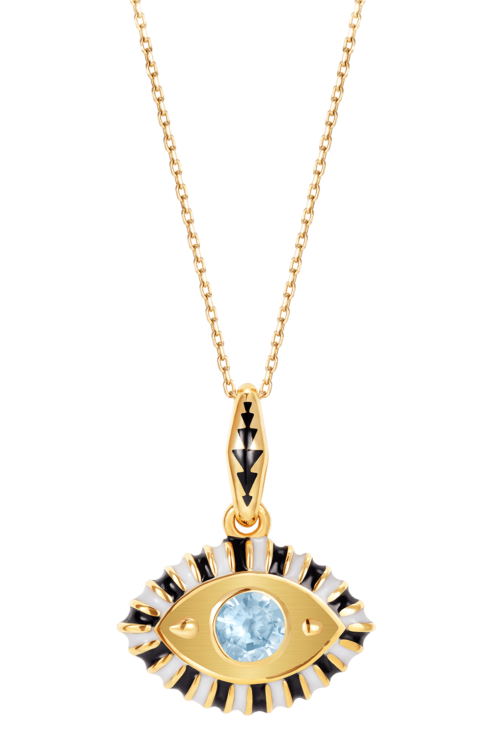 NEVERNOT-Blue Topaz Life In Colour Pendant Necklace-YELLOW GOLD