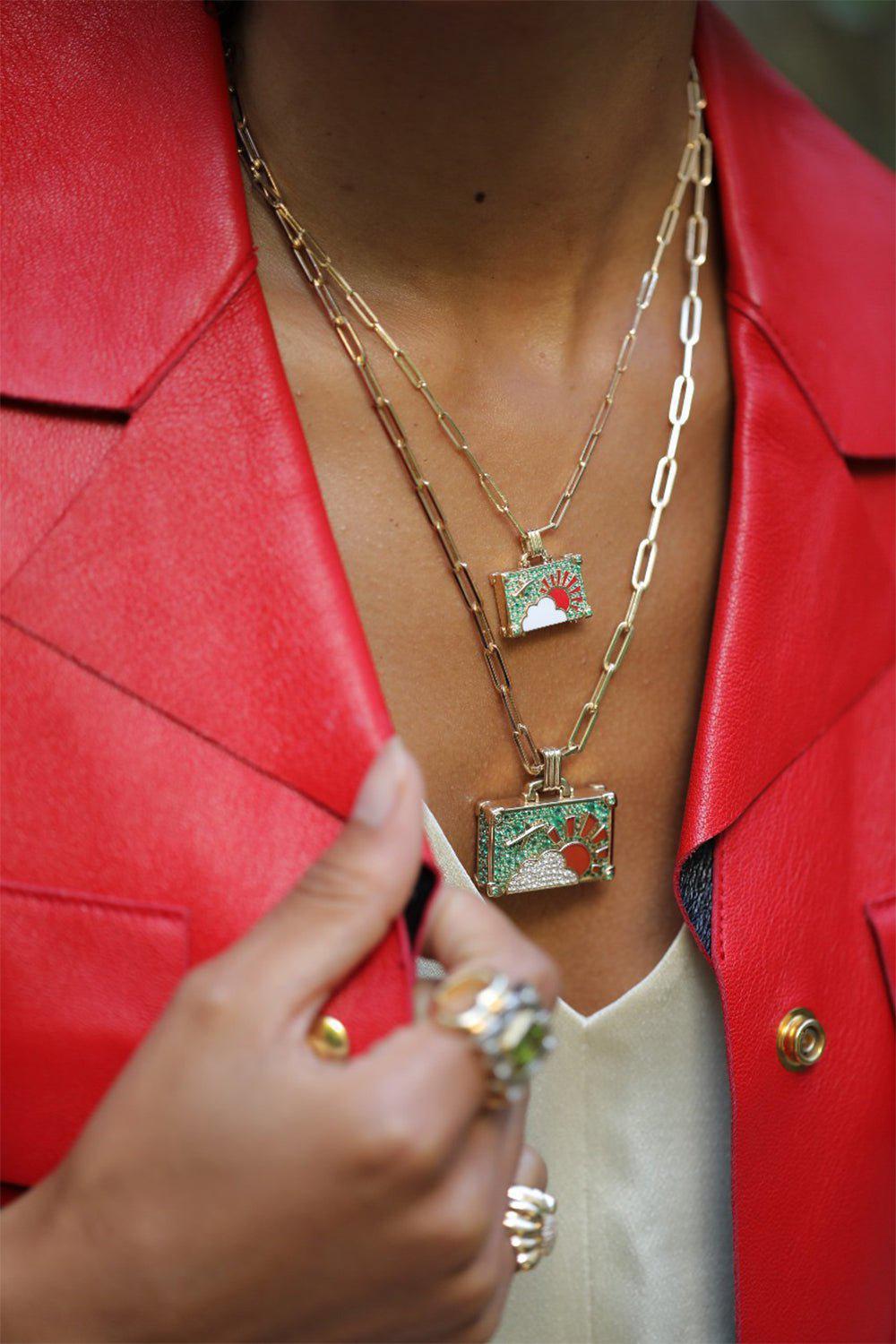 NEVERNOT-Large Colombian Beauty Suitcase Necklace-YELLOW GOLD