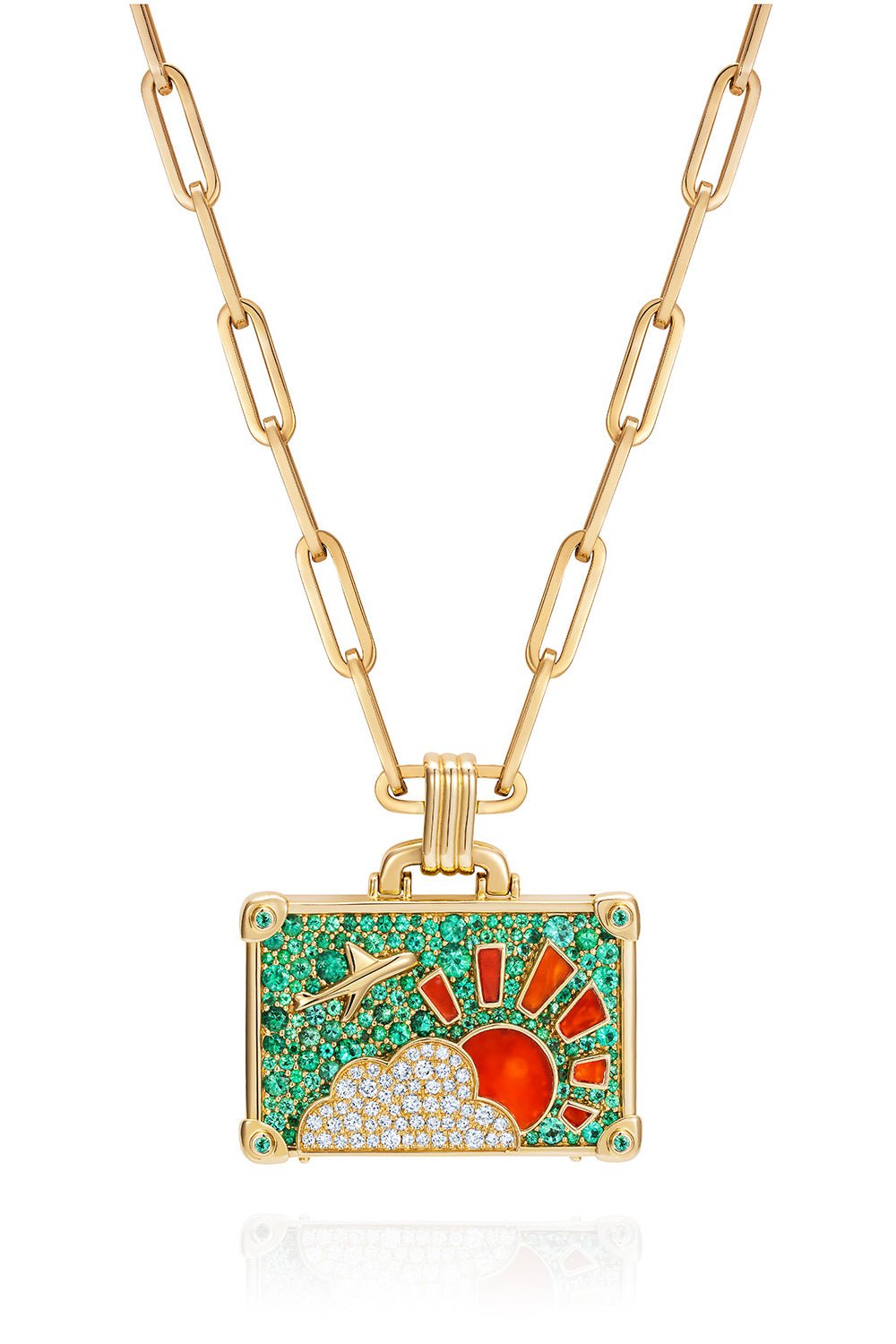 NEVERNOT-Large Colombian Beauty Suitcase Necklace-YELLOW GOLD