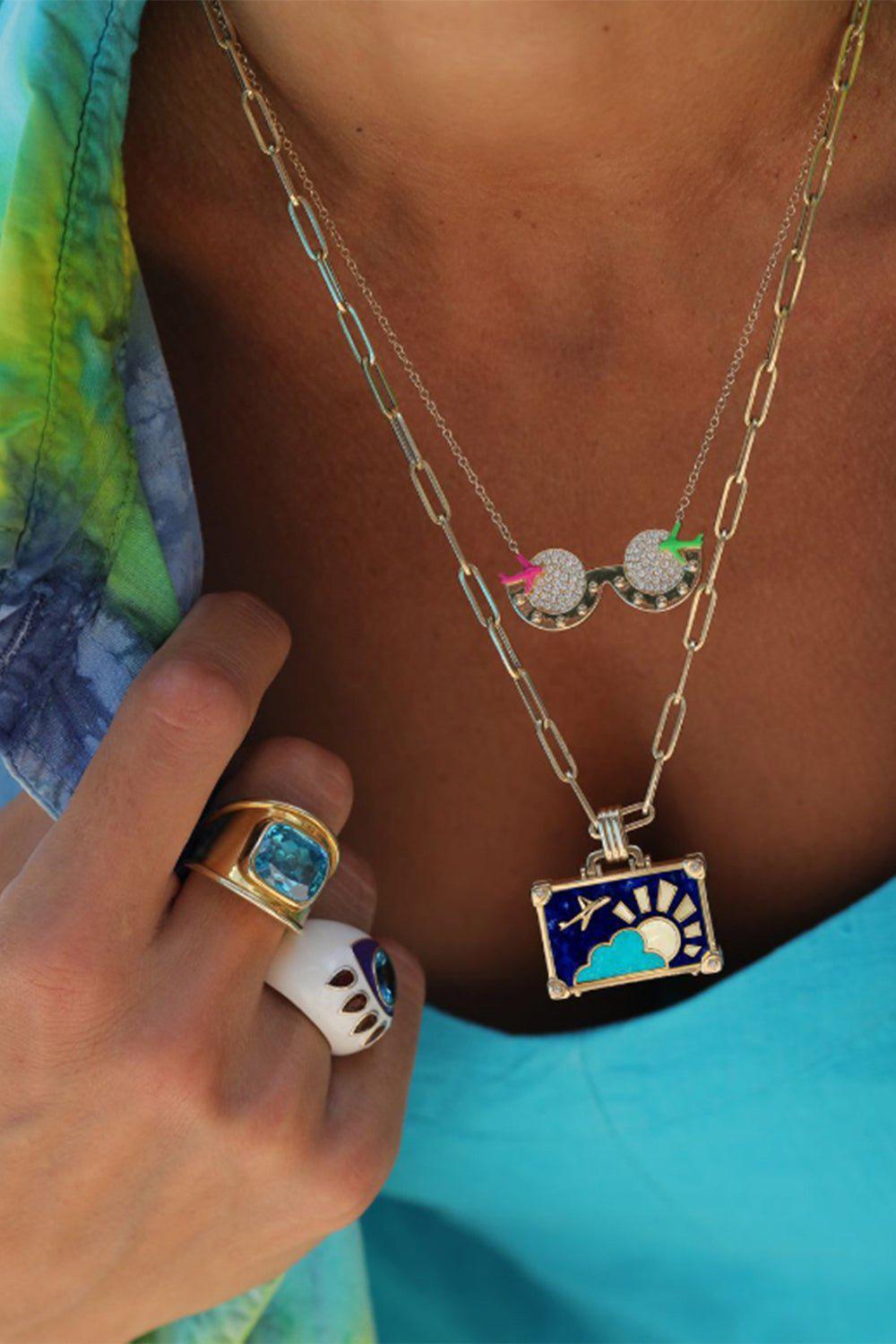 NEVERNOT-Large Dreamy Night Suitcase Necklace-YELLOW GOLD