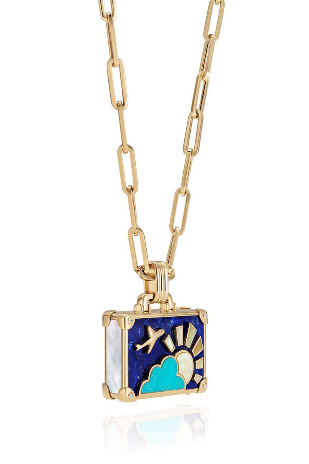 NEVERNOT-Large Dreamy Night Suitcase Necklace-YELLOW GOLD