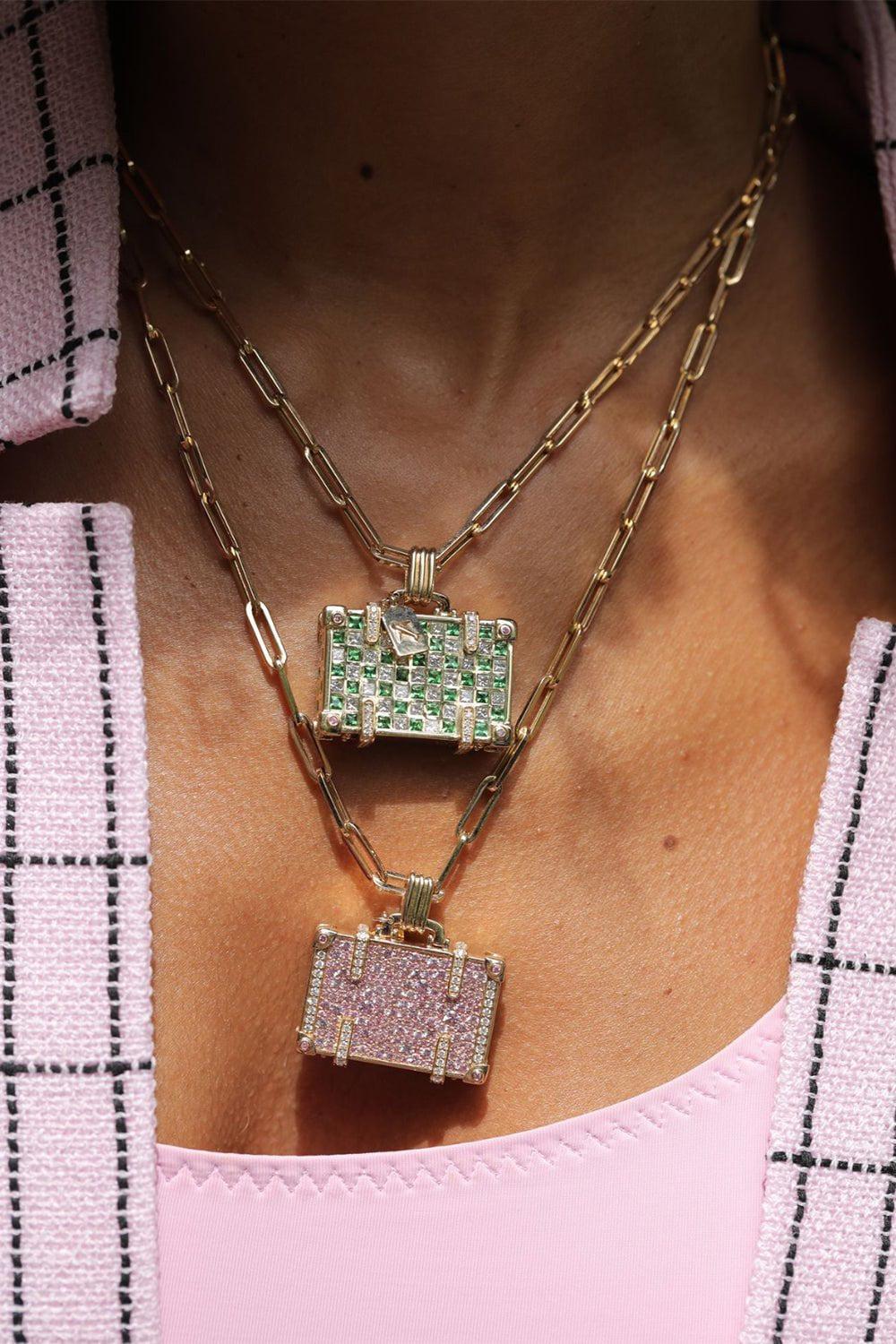 NEVERNOT-Large Tsavorite Travel Necklace-YELLOW GOLD