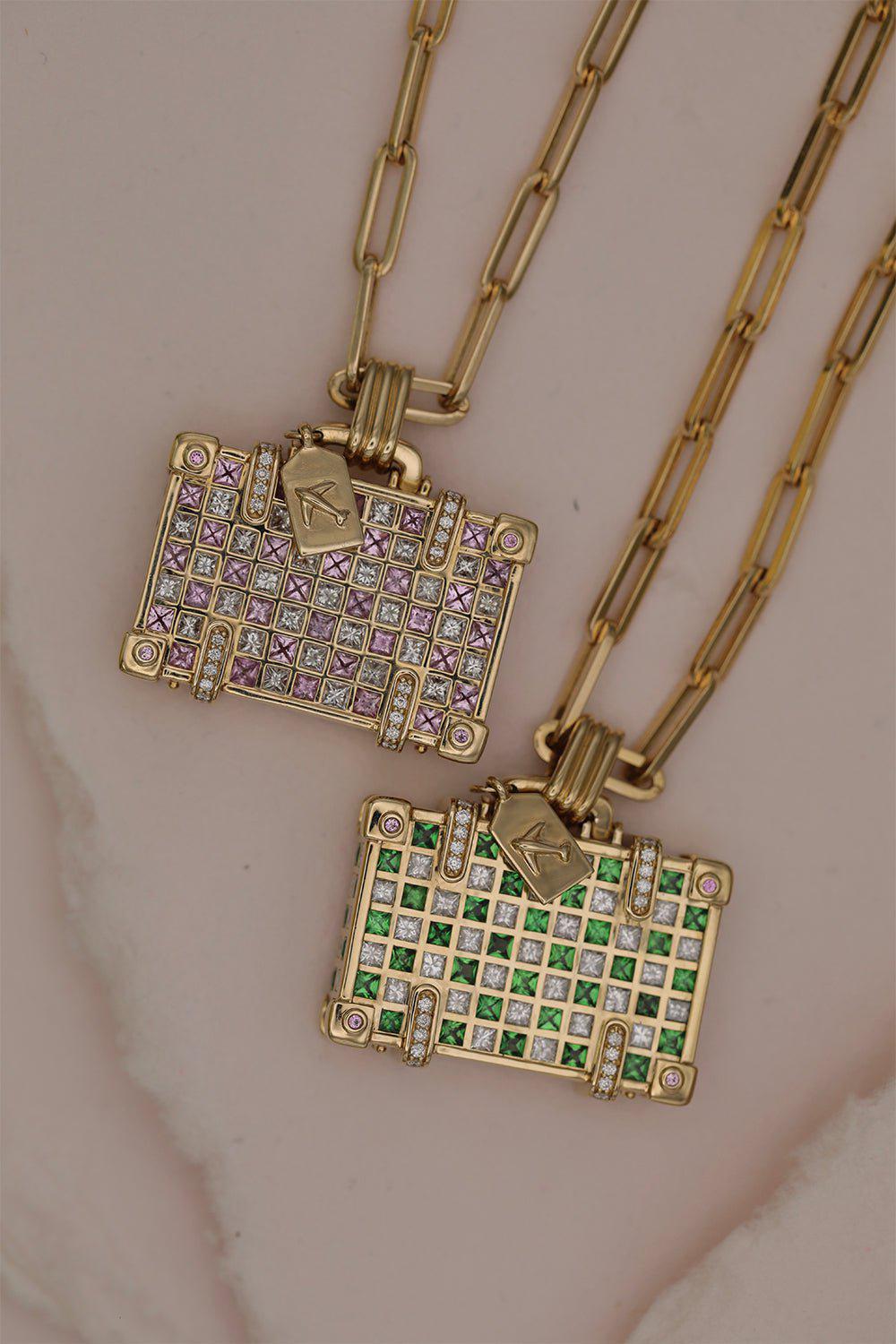NEVERNOT-Large Tsavorite Travel Necklace-YELLOW GOLD