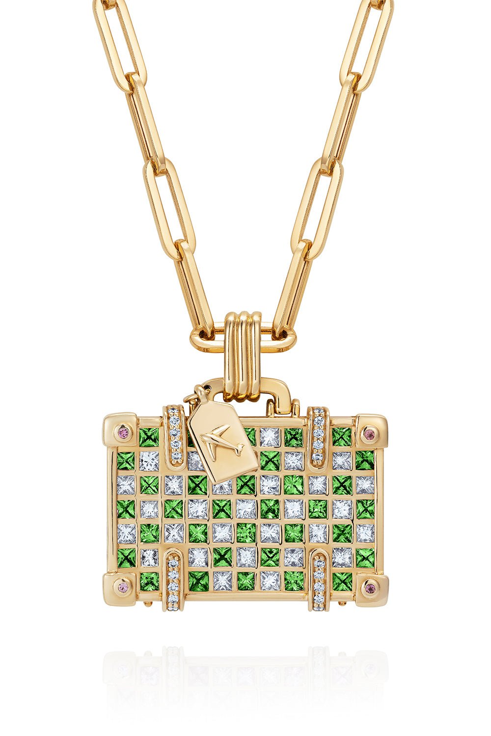 NEVERNOT-Large Tsavorite Travel Necklace-YELLOW GOLD