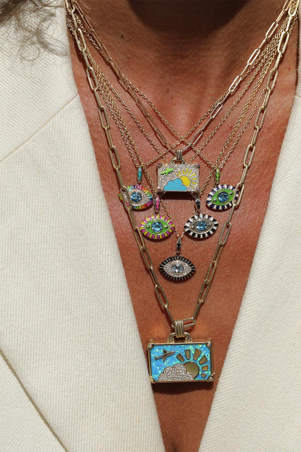 Life In Colour Green Eye Pendant Necklace-YELLOW GOLD-JEWELRYFINE JEWELNECKLACE O-NEVERNOT