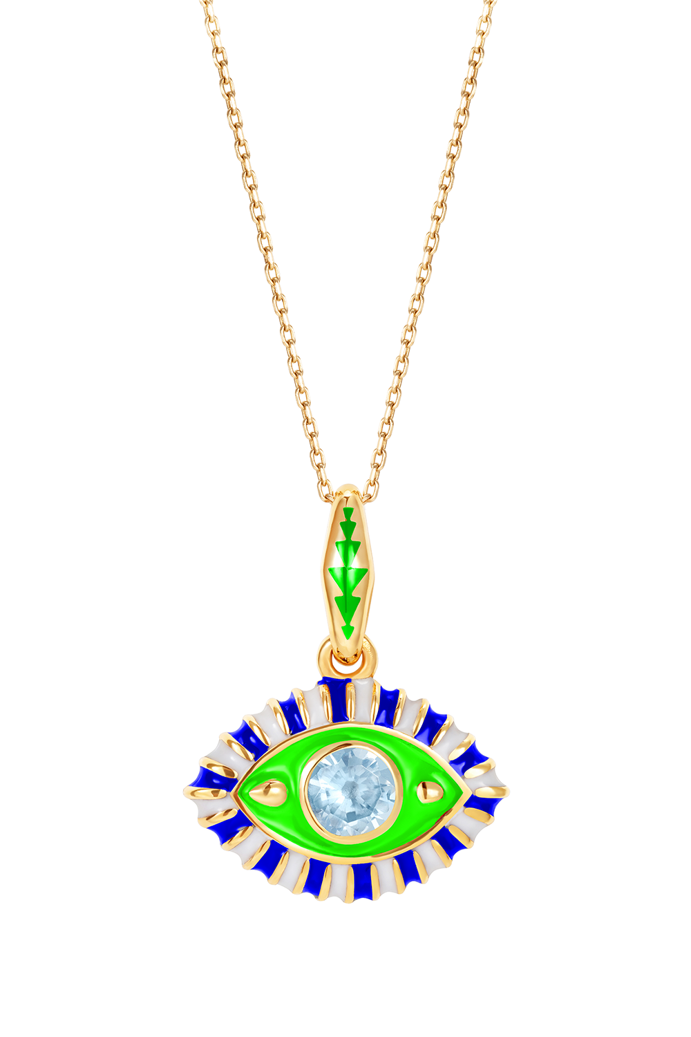 Life In Colour Green Eye Pendant Necklace-YELLOW GOLD-JEWELRYFINE JEWELNECKLACE O-NEVERNOT