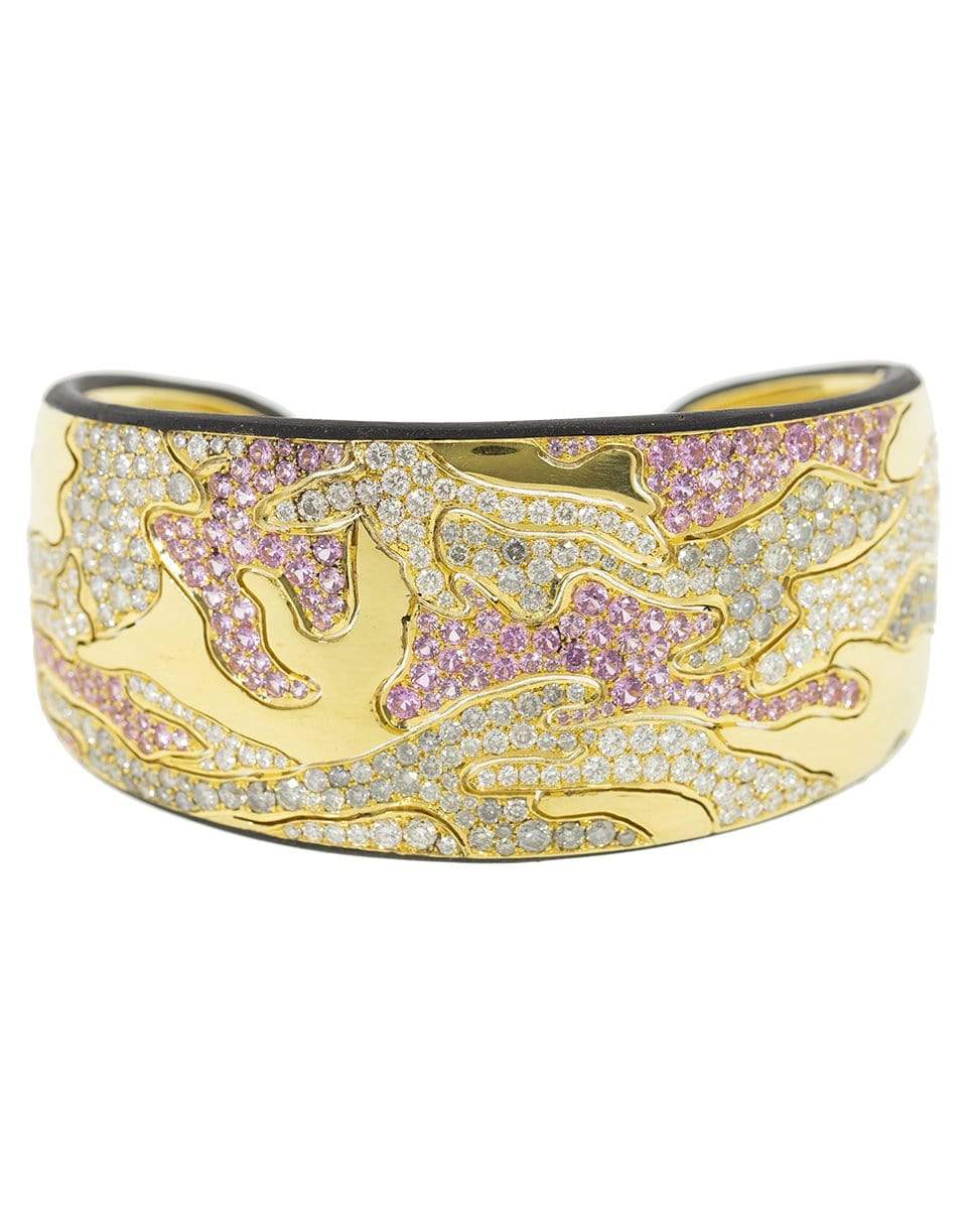 NICHOLAS VARNEY-Pink Sapphire and Diamond Camo Cuff-YELLOW GOLD