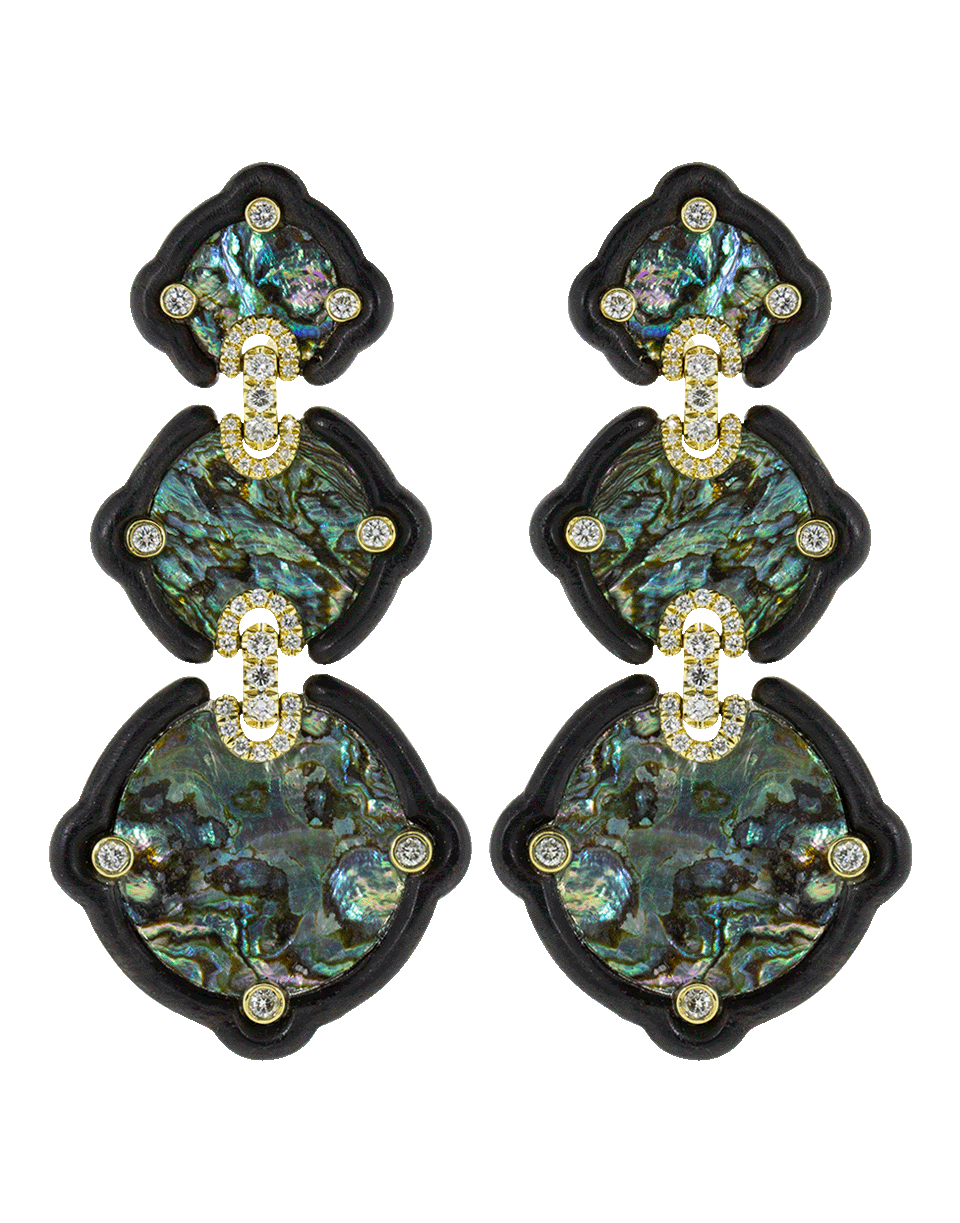 NICHOLAS VARNEY-1, 2, 3 Abalone Shell And Diamond Earrings-YELLOW GOLD