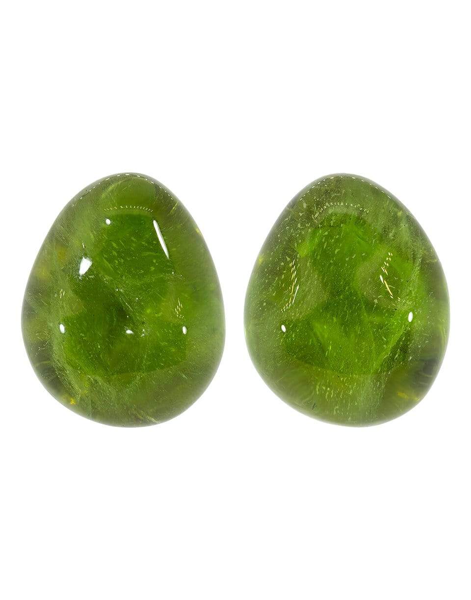 NICHOLAS VARNEY-Peridot Pebble Earclips-YELLOW GOLD