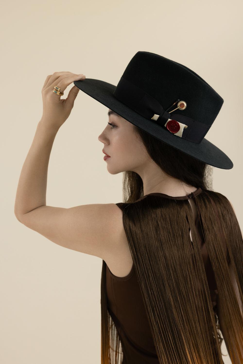 Noir D' Ivoire Hat-BLACK-56-ACCESSORIEHEADWEAR-NICK FOUQUET