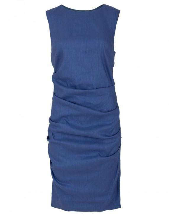 NICOLE MILLER-Denim Stretch Linen Lauren Dress-