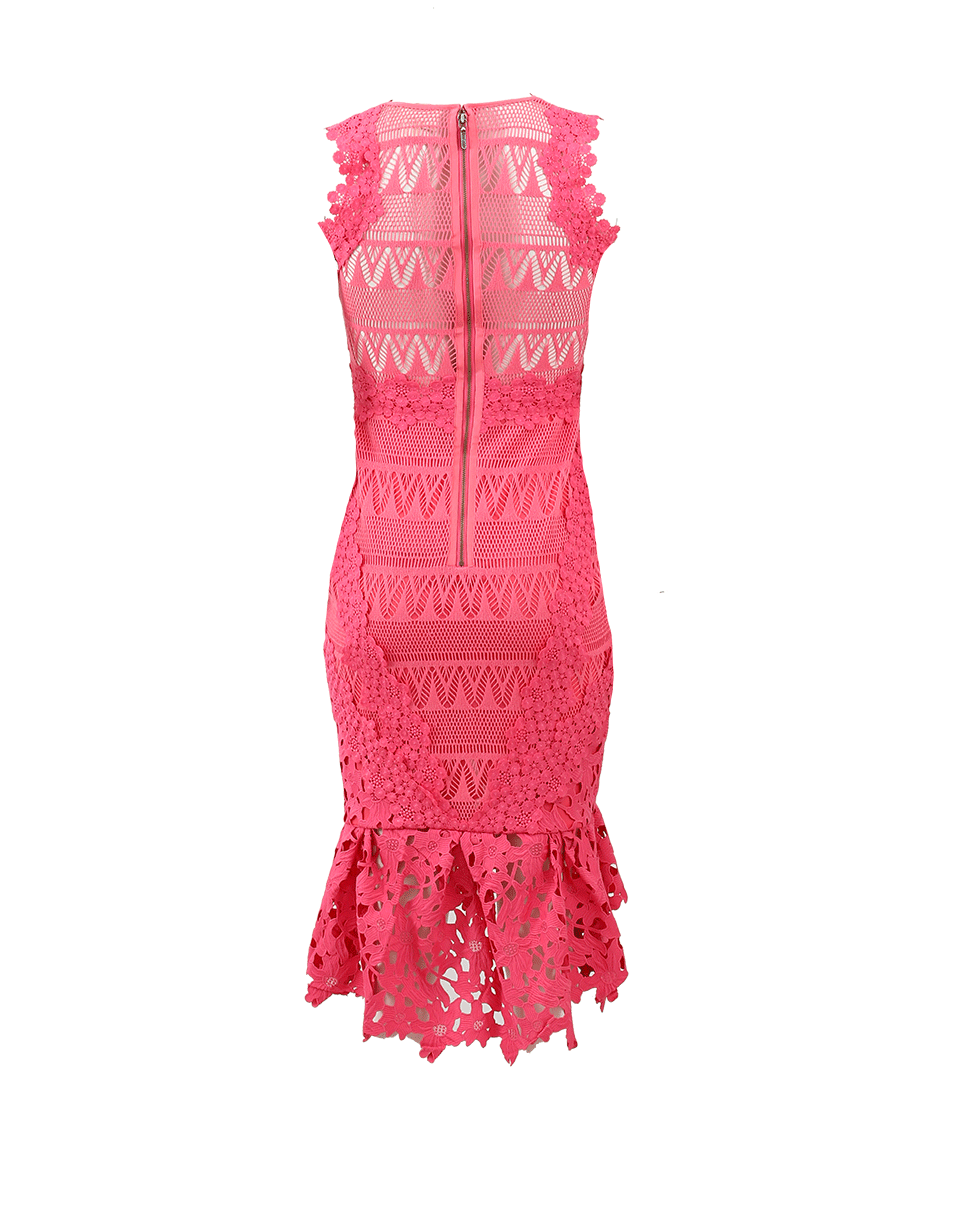NICOLE MILLER-Lace Combo V-Neck Dress-ROSE