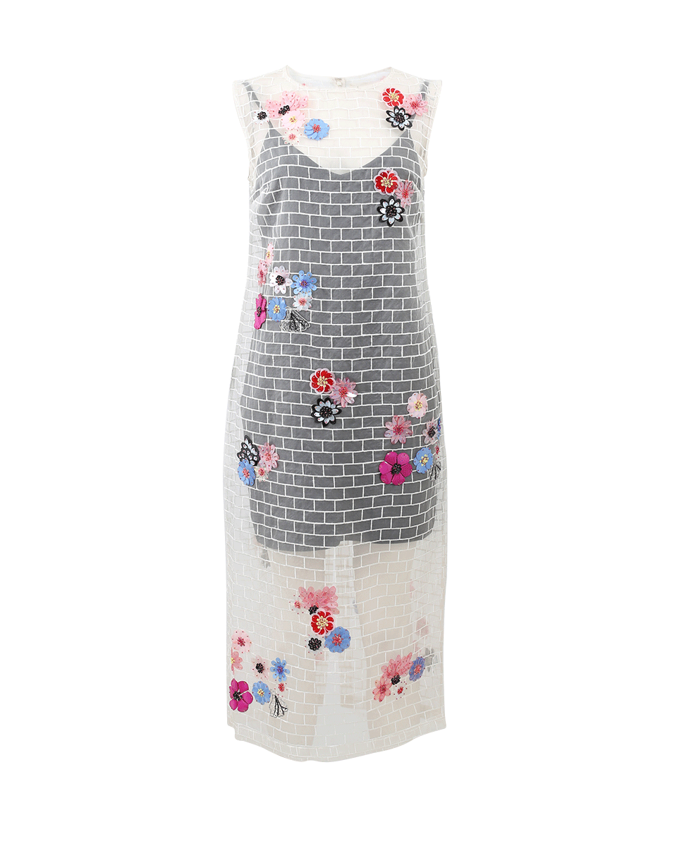 NICOLE MILLER-Flower Embroidered Brick Dress-