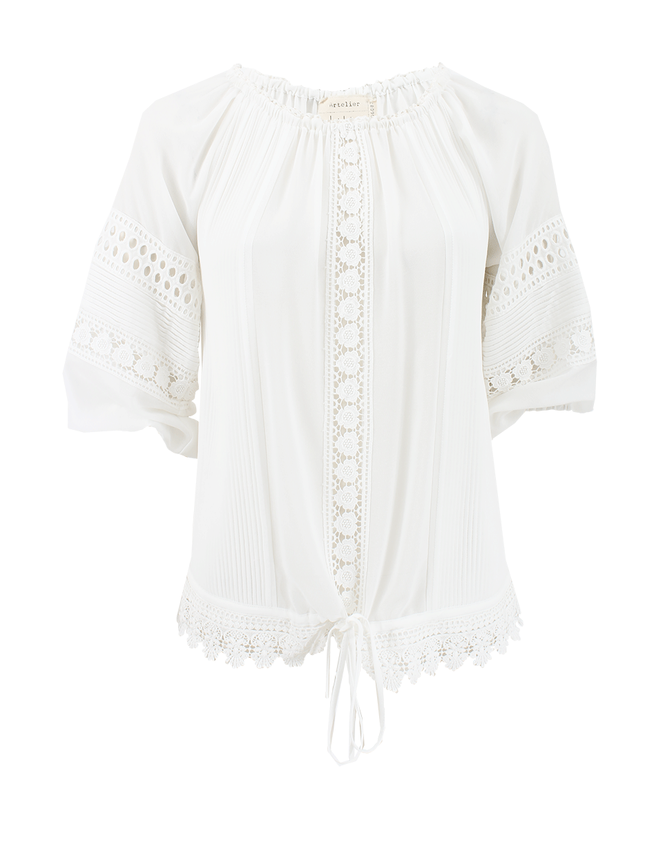 NICOLE MILLER-Embroidered Peasant Top-