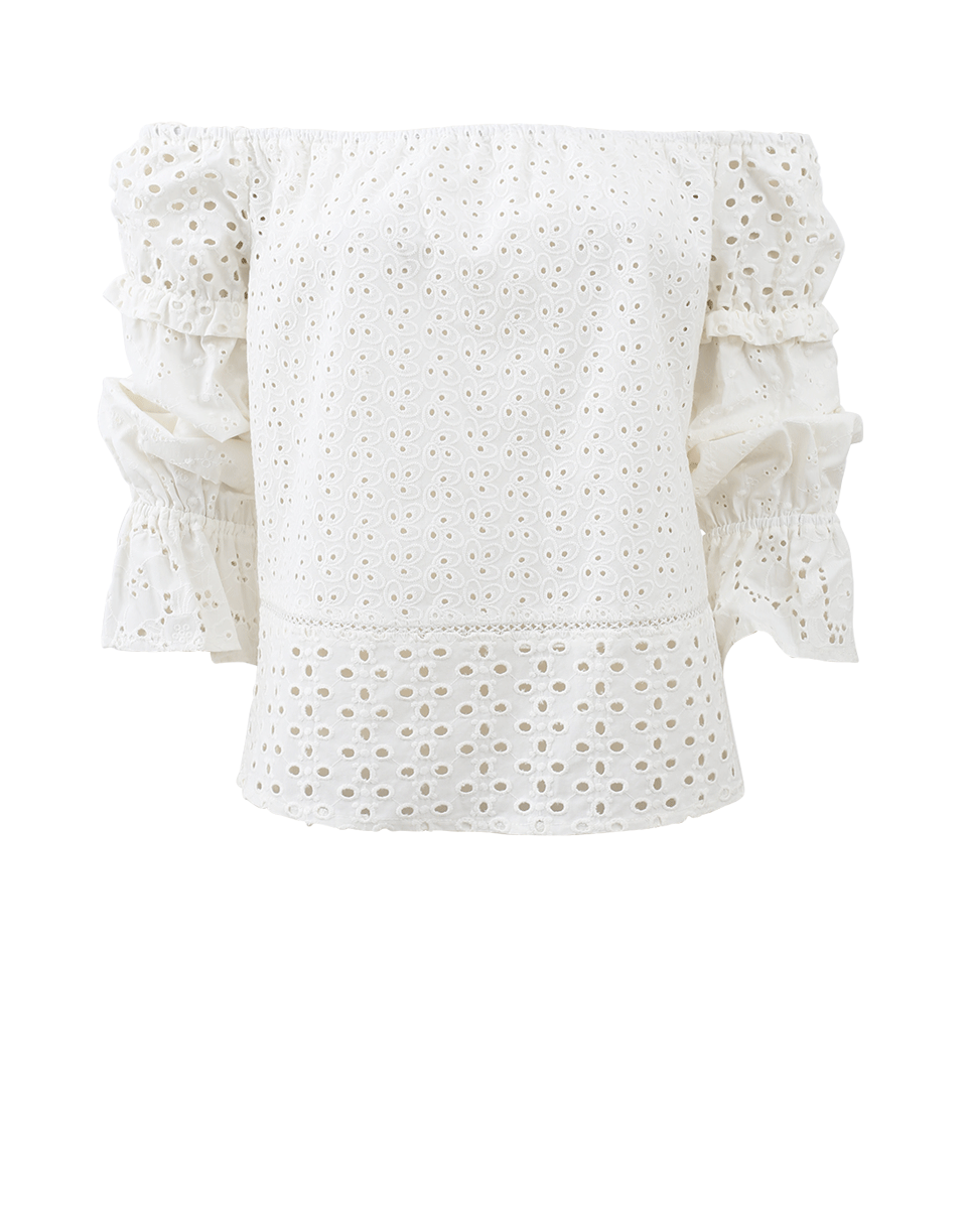 NICOLE MILLER-Off-The-Shoulder Eyelet Blouse-