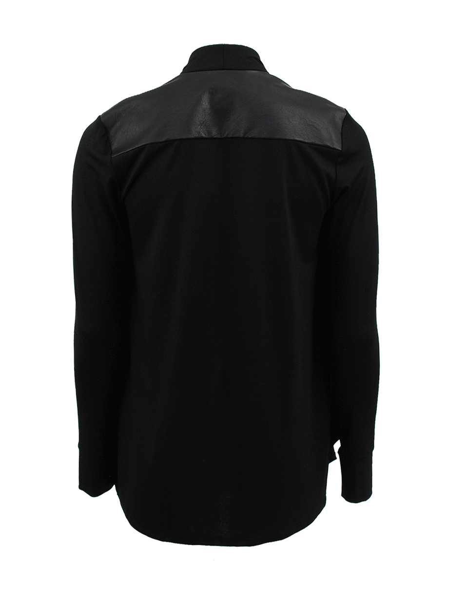 NICOLE MILLER-Long Sleeve Drape Leather Cardigan-