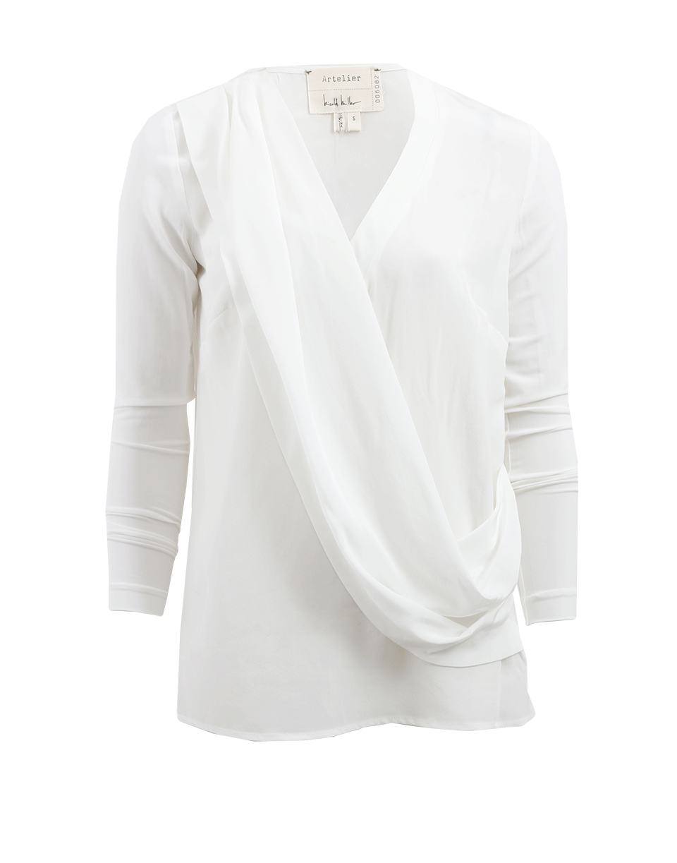 NICOLE MILLER-Liam Silk Drape Top-
