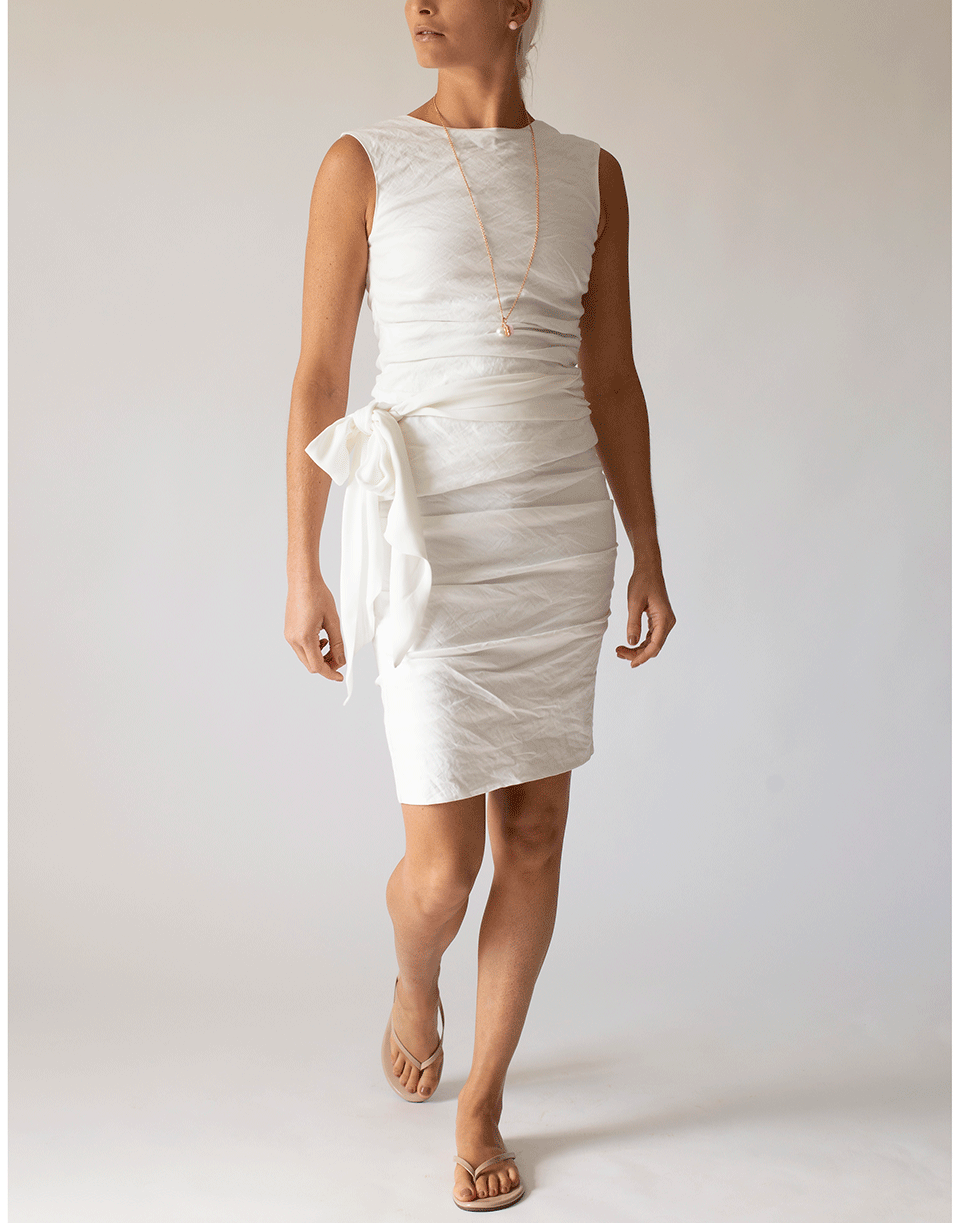 NICOLE MILLER-White Cotton Metal Side Tie Top-