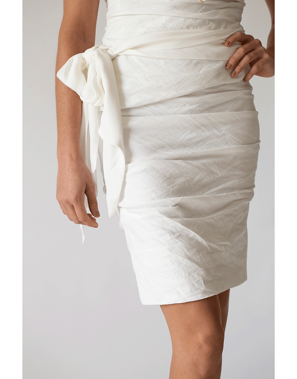 NICOLE MILLER-White Cotton Metal Side Tie Top-