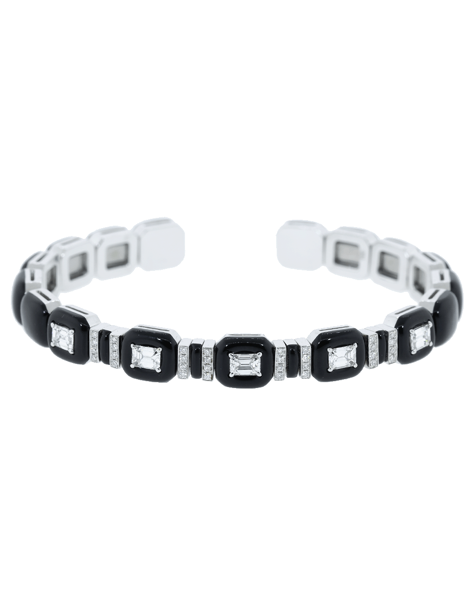 NIKOS KOULIS-Oui Black Enamel Cuff-WHITE GOLD