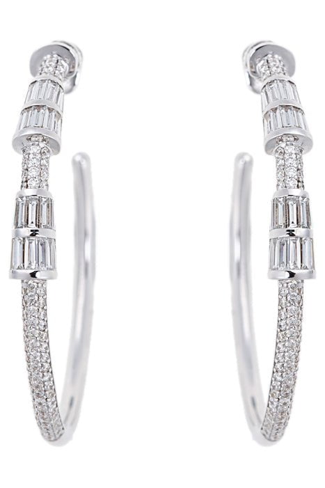 NIKOS KOULIS-Energy Diamond Hoop Earrings-WHITE GOLD