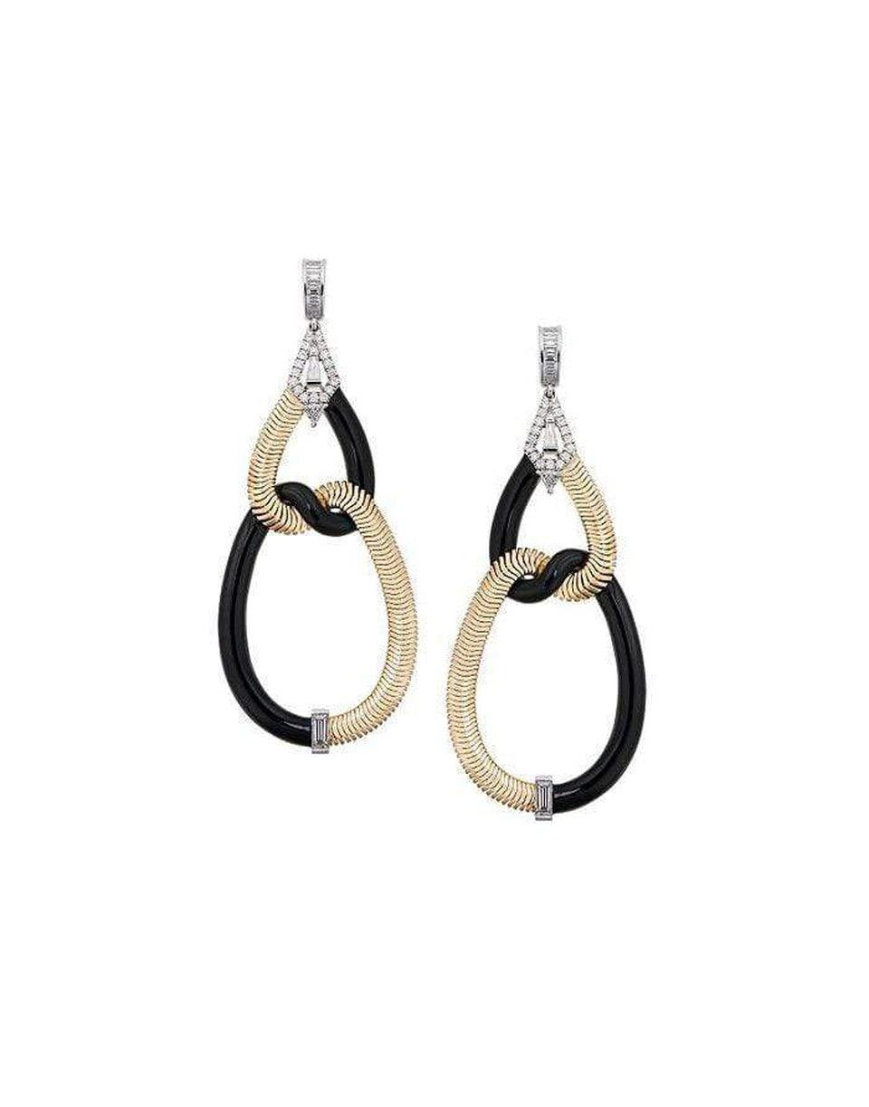 NIKOS KOULIS-Feelings Diamond Black Enamel Earrings-YELLOW GOLD